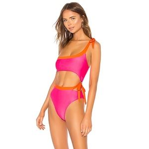 Retro One Piece in Pink & Orange